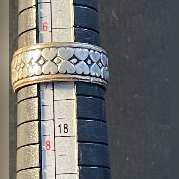 Clark & Coombs 10k GF & Sterling Band W/ Dbl Row Of Hearts 1930-50’s Vntg 6.5-7 - Picture 10 of 16